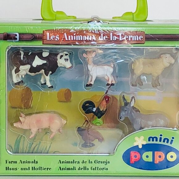 Papo Mini 7 Farm Animals Hand painted figurines in Tin Case New Sealed Age 3+ - Picture 9 of 13